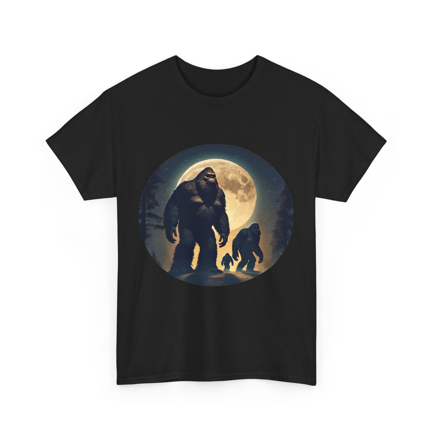 Three Bigfoot Moon - Unisex Heavy Cotton Tee