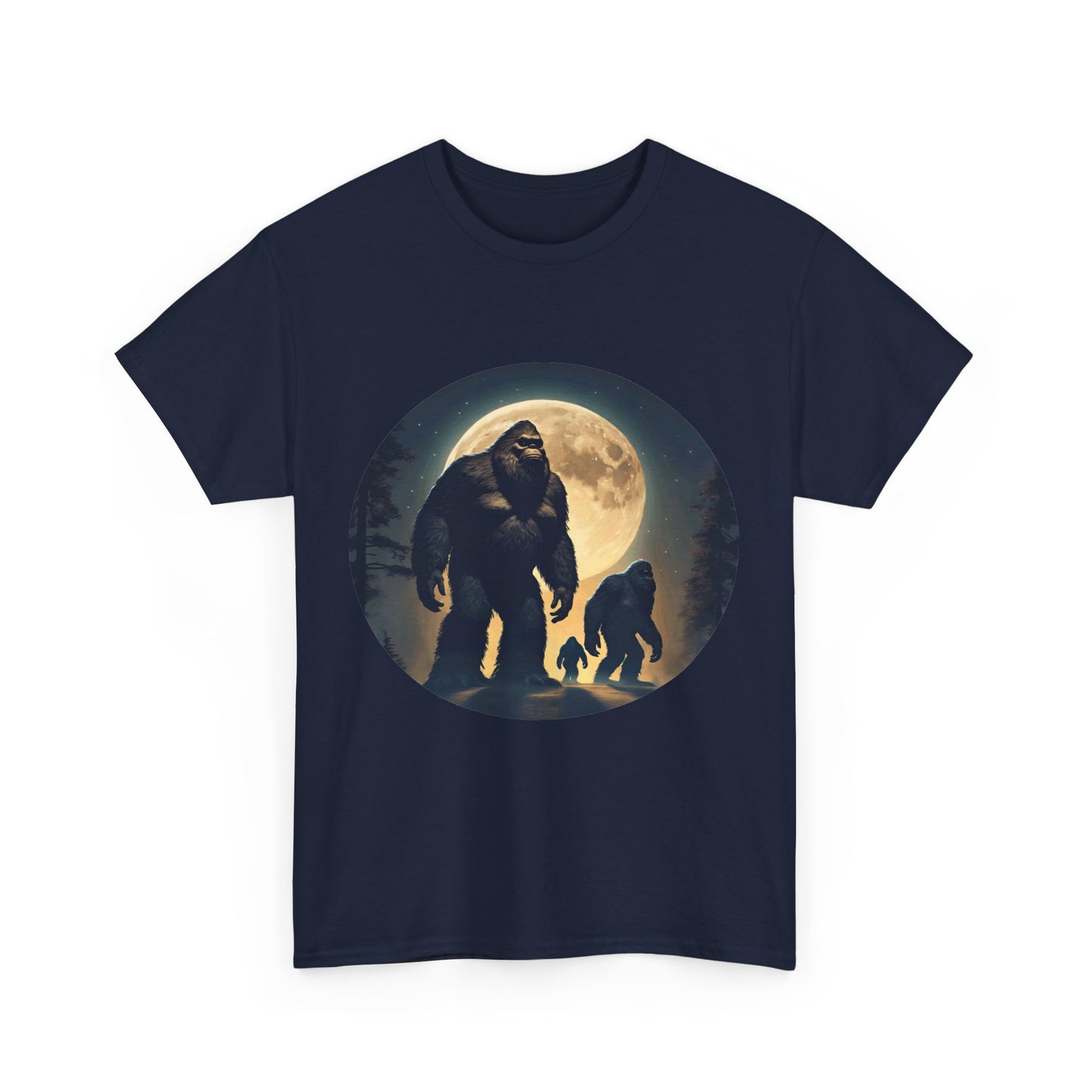 Three Bigfoot Moon - Unisex Heavy Cotton Tee