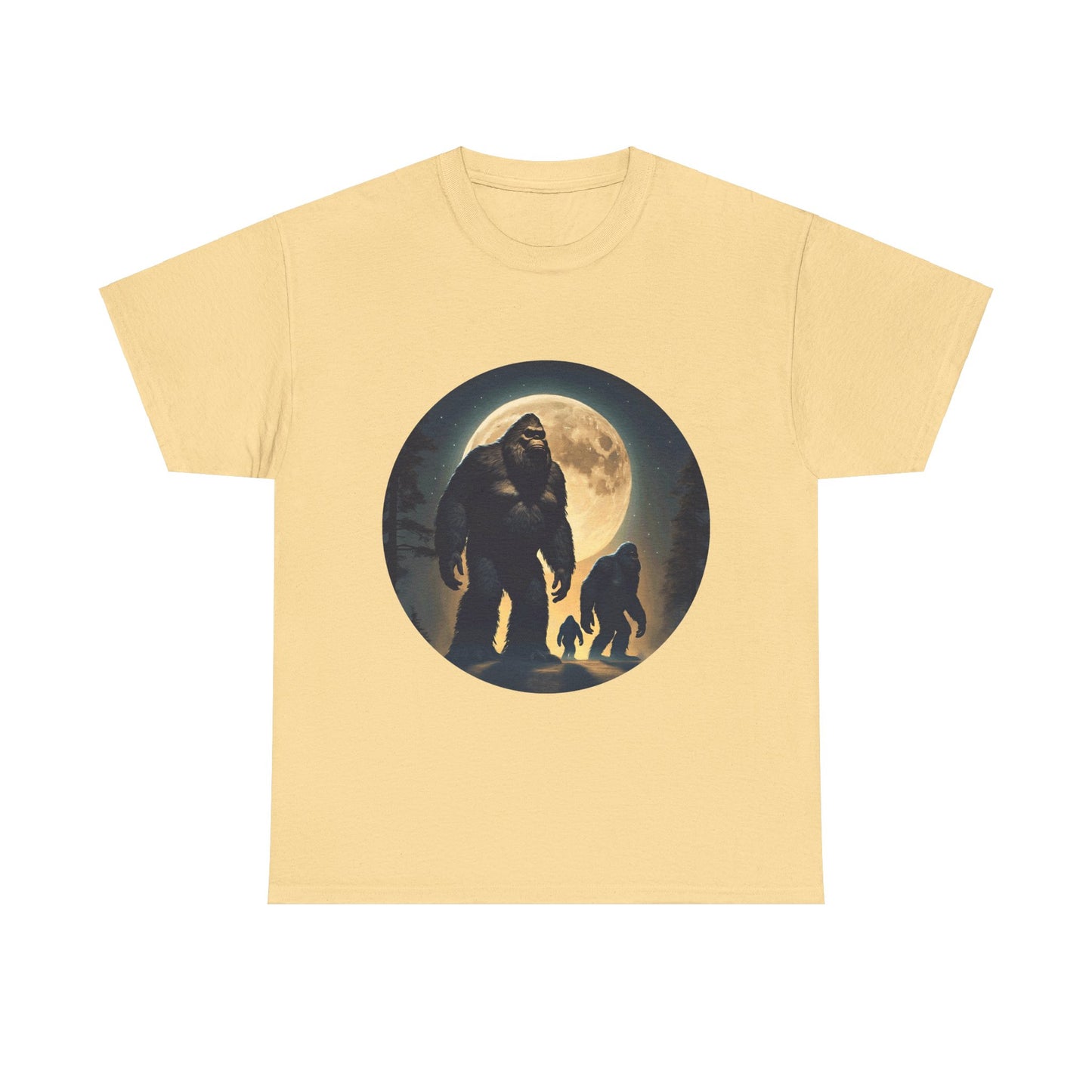 Three Bigfoot Moon - Unisex Heavy Cotton Tee