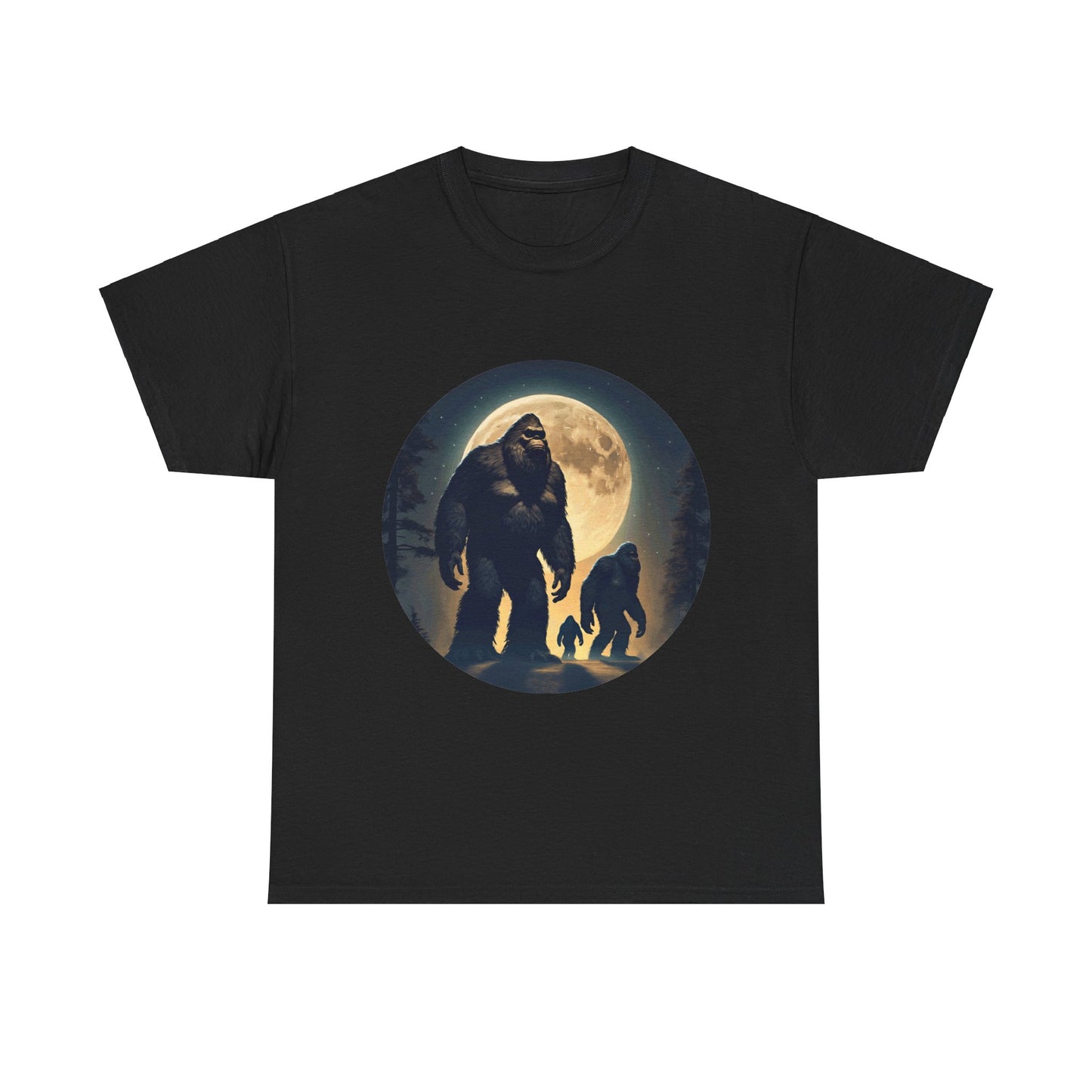 Three Bigfoot Moon - Unisex Heavy Cotton Tee