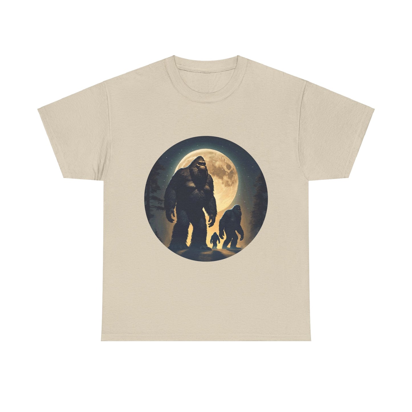 Three Bigfoot Moon - Unisex Heavy Cotton Tee